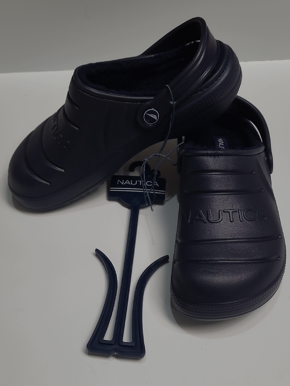 Nautica Fleece-Lined Navy Blue Slip-On Clog Sandals - Size 6-Women or 4-Youth